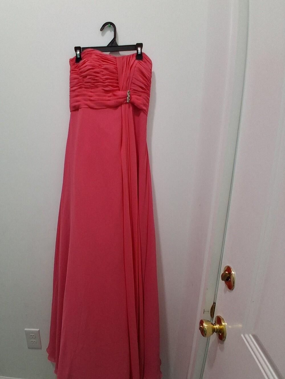 Mori Lee Pink Strapless Ruched Chiffon Prom Evening Dress Size 7/8